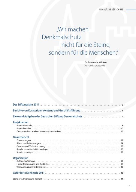 Jahresbericht 2011 zum Download - Deutsche Stiftung Denkmalschutz