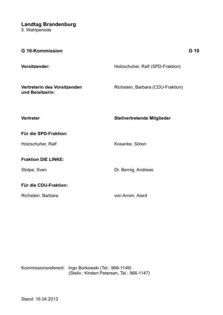 Übersicht Ausschüsse – Ausschussmitglieder - Landtag ...