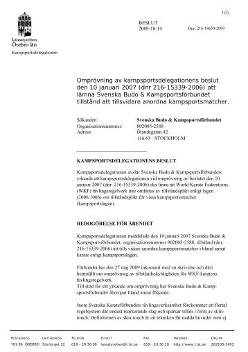 216-18650-2009 Beslut.publicering.doc - Länsstyrelserna