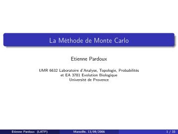 La Méthode de Monte Carlo - LATP