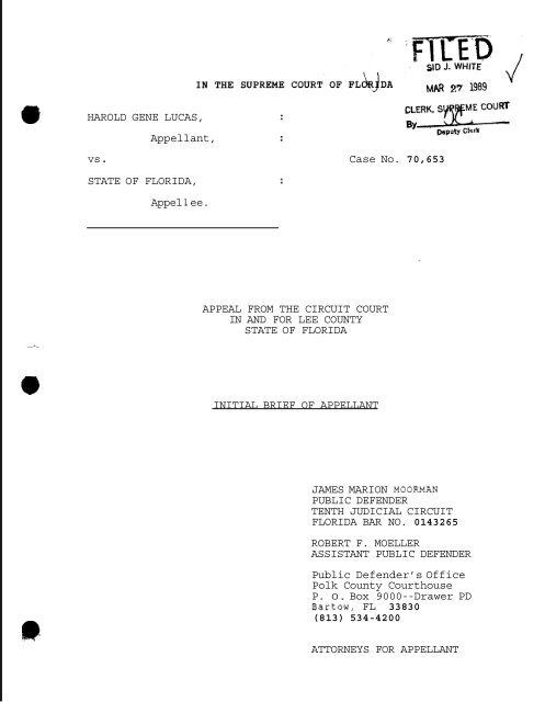 Harold Gene Lucas Appellant Florida State University