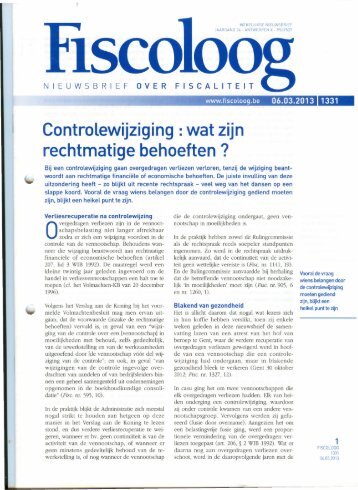 Controlewijziging :wat zijn rechtmatige behoeften?