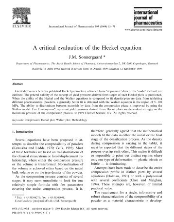 A critical evaluation of the Heckel equation - LAWES