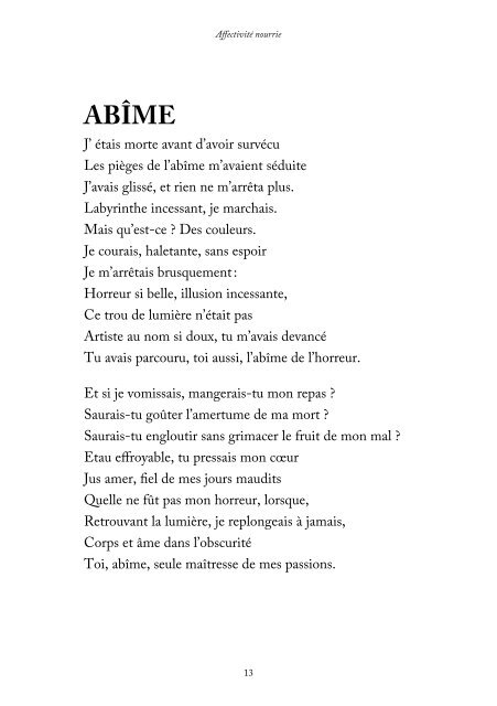 AFFECTIVITÉ NOURRIE - Le chasseur abstrait