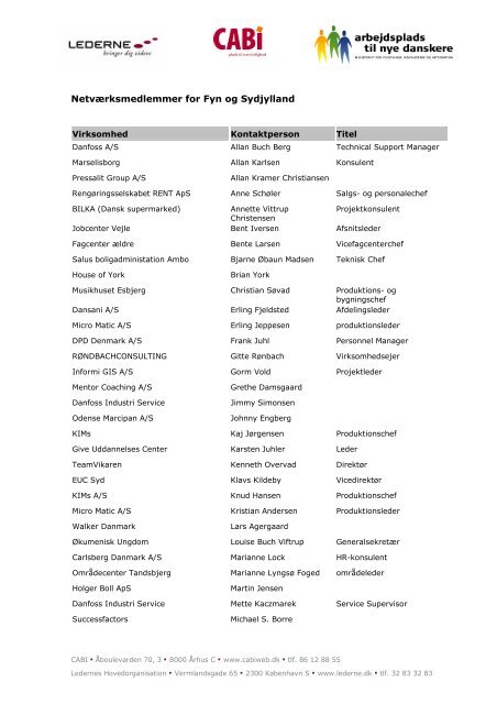 Netværksmedlemmer for Fyn og Sydjylland - Ledernes ...
