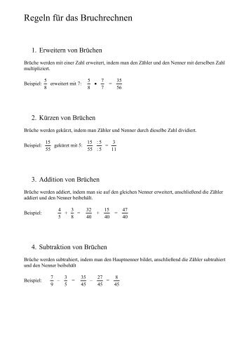 Regeln für das Bruchrechnen