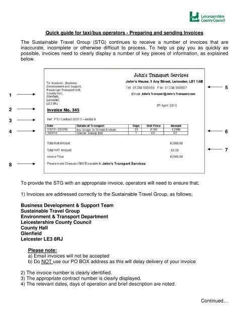 How to Prepare and Send Invoices - Leicestershire County Council