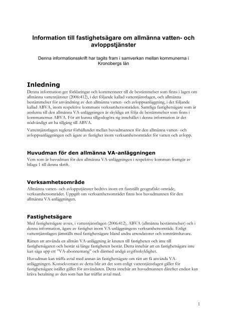 Allmänna vatten- och avloppstjänster (pdf) - Lessebo kommun