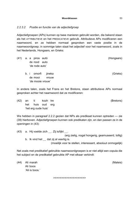 Hoofdstuk 2: Woordklassen - Faculteit der Letteren