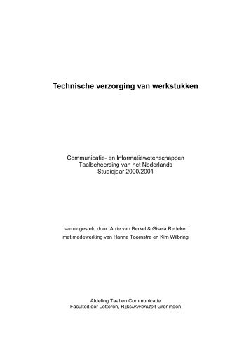 Technische verzorging van werkstukken - Faculteit der Letteren ...