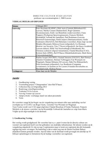 2013-02-06 Verslag deelraad erfgoed [ PDF, 21,7 Kb] - Stad Leuven