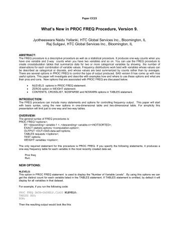 What's is New in PROC FREQ Procedure V9.