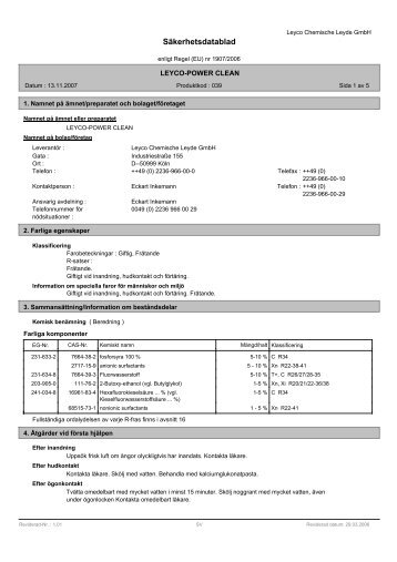 Säkerhetsdatablad - LEYCO CHEMISCHE LEYDE GmbH