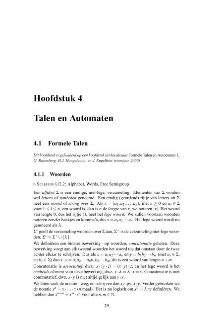 Hoofdstuk 4 Talen en Automaten - Liacs
