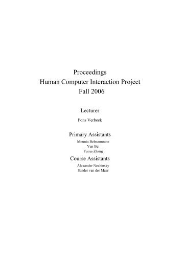 Final Papers for Human Computer Interaction (HCI) Practical ... - Liacs