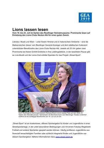 Lions lassen lesen - Reutlinger General-Anzeiger