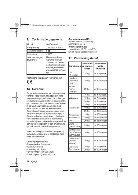 Hachoir multifonction SMZ 400 A1 - Lidl Service Website