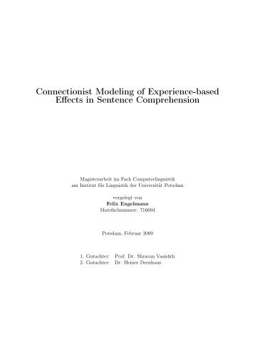 Connectionist Modeling of Experience-based Effects in Sentence ...