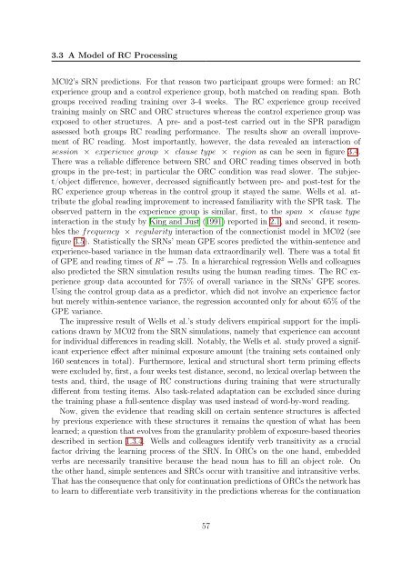 Connectionist Modeling of Experience-based Effects in Sentence ...