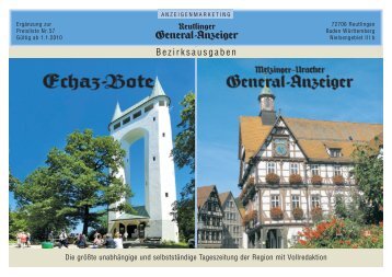 Bezirksausgaben - Reutlinger General-Anzeiger