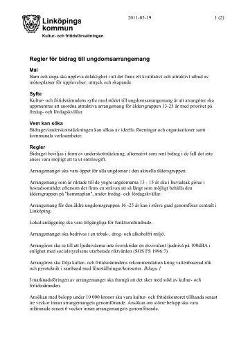Regler för bidrag till ungdomsarrangemang (PDF, 18 kB)