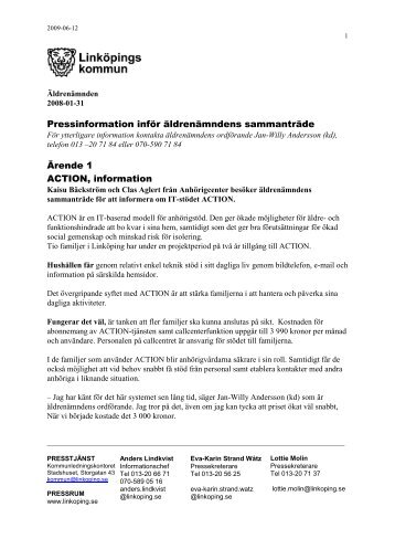 2008-01-31 Inför nämndens sammanträde - Linköpings kommun