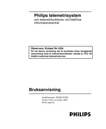 Bruksanvisning Philips telemetrisystem