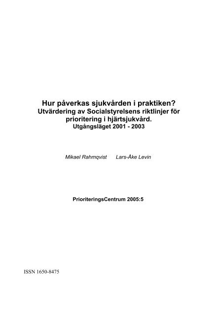 Hur påverkas sjukvården i praktiken? - Landstinget i Östergötland