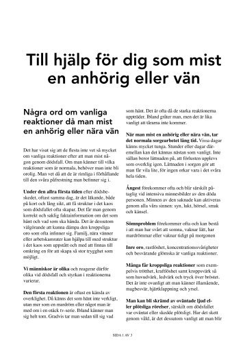 Till hjälp för dig som mist en anhörig eller vän