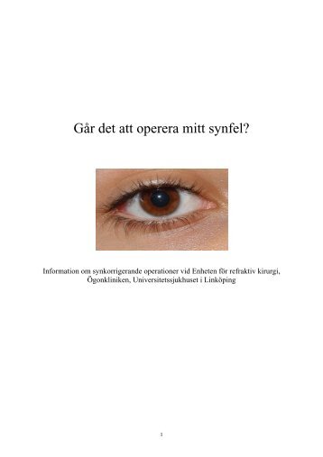 Information om synkorrigerande operationer vid Enheten för refraktiv ...