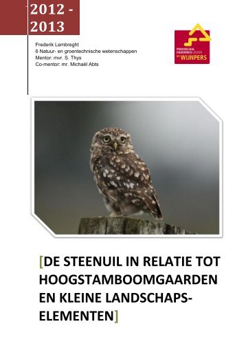 Voorkomen van de steenuil in relatie tot kleine ... - Lne.be