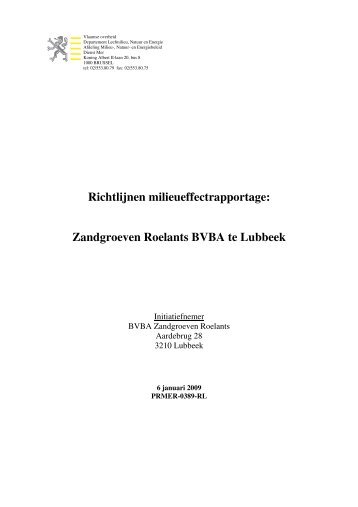 Richtlijnen milieueffectrapportage: Zandgroeven Roelants ... - Lne.be