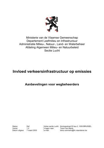 Invloed verkeersinfrastructuur op emissies - Lne.be
