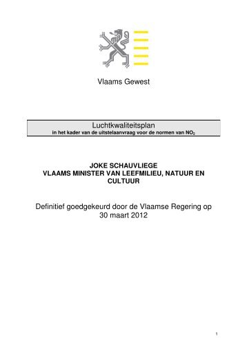 Vlaams Gewest Luchtkwaliteitsplan Definitief goedgekeurd ... - Lne.be