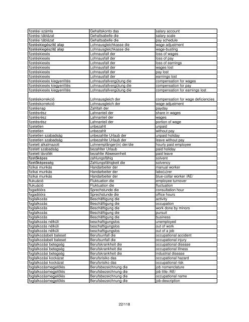 Magyar Német Angol adatbank Datenbank die data bank ...