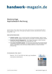 Kapitalbedarfsrechnung - Handwerk Magazin