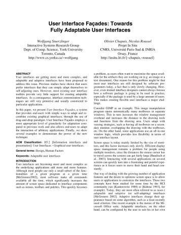 User Interface Façades: Towards Fully Adaptable User Interfaces - LRI