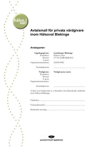 Avtalsmall - Landstinget Blekinge