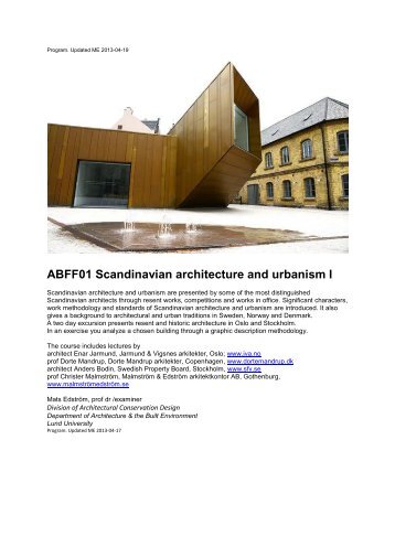 ABFF01 Scandinavian architecture and urbanism I