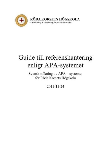 Guide till referenshantering enligt APA-systemet - Luleå tekniska ...