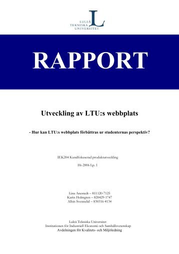 Utveckling av LTU:s webbplats - Luleå tekniska universitet