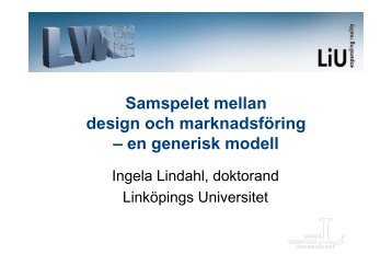 Samspelet mellan design och marknadsföring – en generisk modell