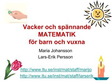 Vacker och spännande MATEMATIK för barn och vuxna