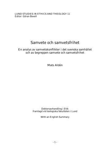 Samvete och samvetsfrihet - Lunds universitets bibliotek