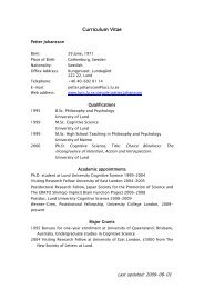 Curriculum Vitae - Lund University Cognitive Science