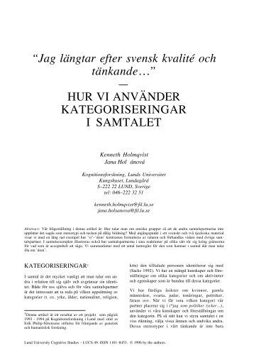 Jag längtar efter svensk kvalité och tänkande… - Lund University ...