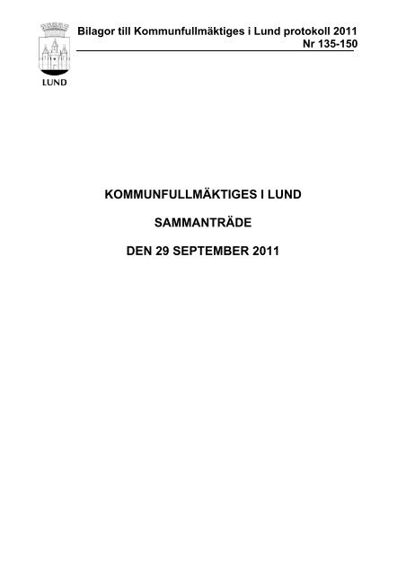 kommunfullmäktiges i lund sammanträde den 29 - Lunds kommun