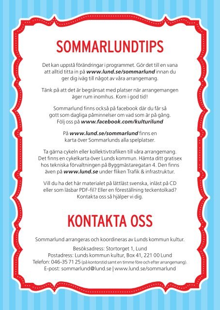 Sommarlund: Program 2013 - Lunds kommun