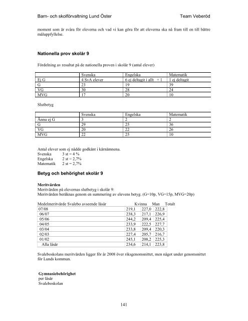 Kvalitetsredovisning 2008 - Lunds kommun