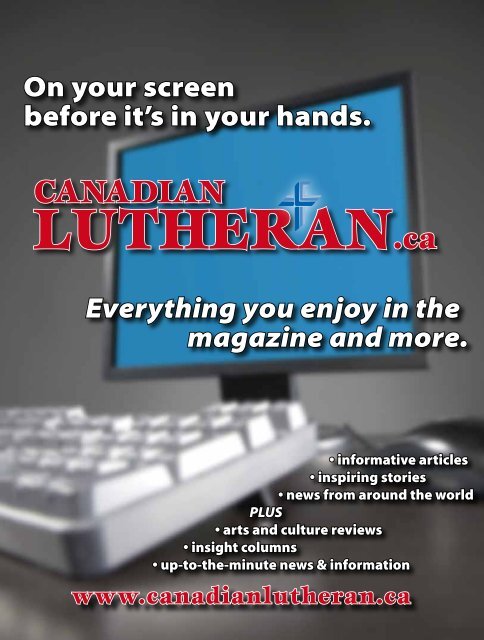 ANADIAN LUTHERANISM TODAY - Lutheran Church-Canada